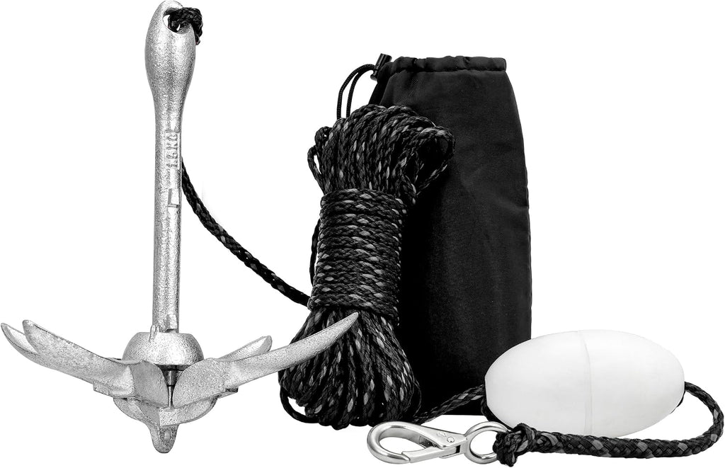 MARINE SYSTEM Boat Anchor 3.5 lb Folding Anchor, Grapnel Anchor Kit for Kayaks, Canoes, Paddle Boards