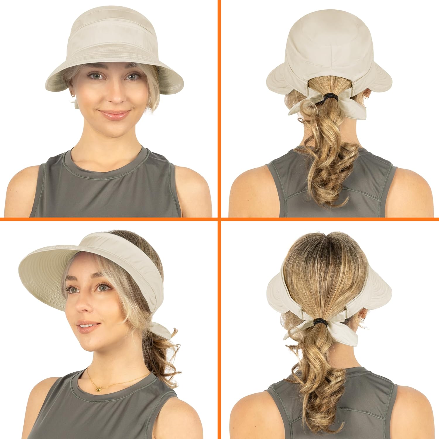 SUN CUBE Womens Sun Hat UV Protection Wide Brim Zip-Off Golf Visor