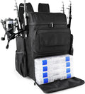 Fishing Tackle Backpack With Rod Holders, 45L Large Tackle Bag & Fishing Tackle Backpack for Fishing, Camping, Hiking,Black