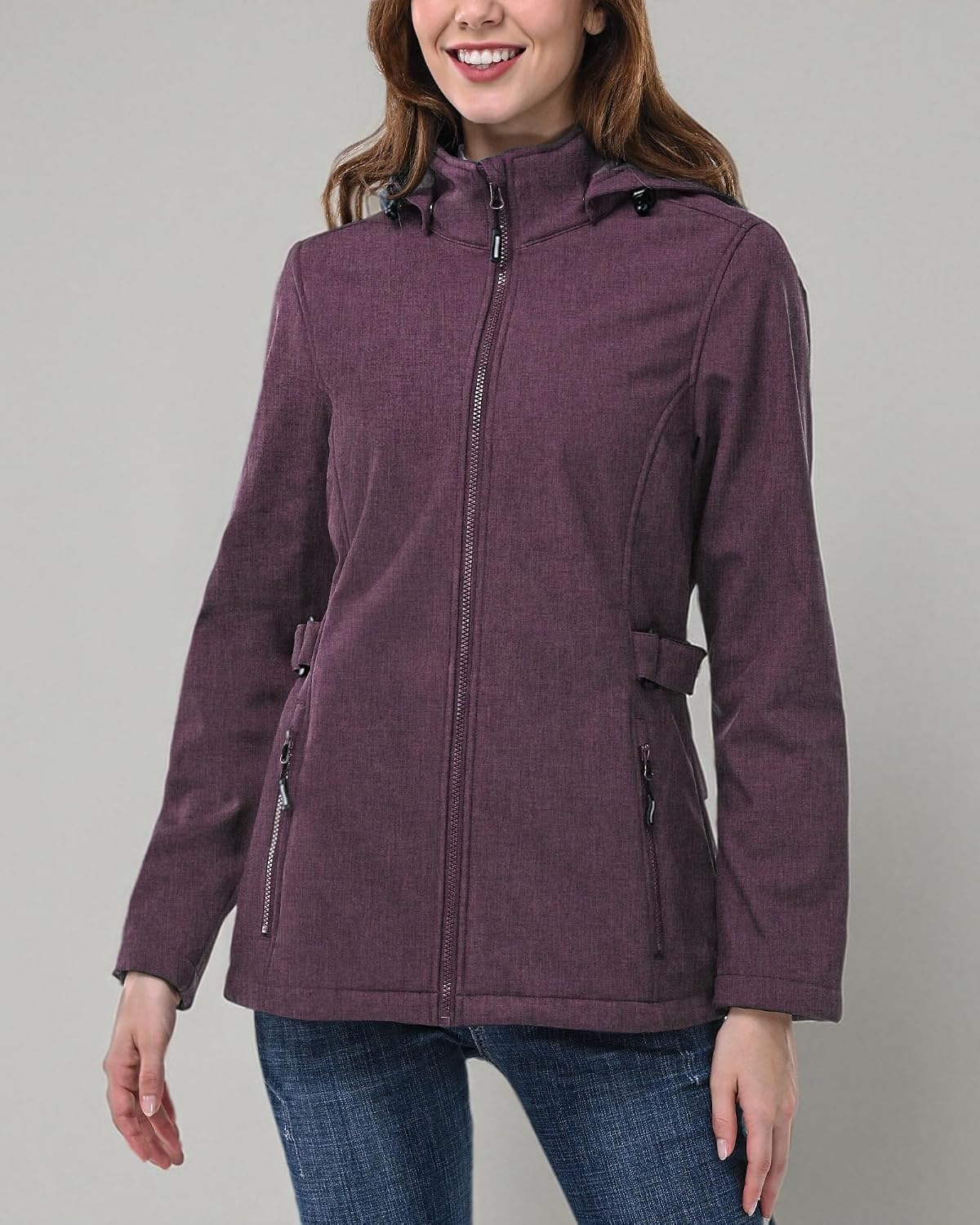 Outdoor Ventures Women's Fleece Lined Rain Jacket Waterproof Softshell Coat