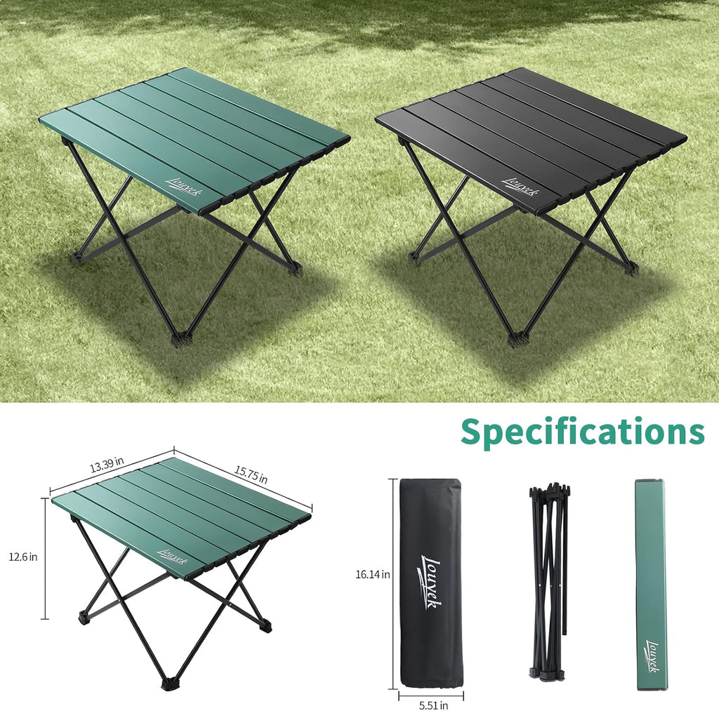JOUYEK Small Camping Table Ultralight Aluminum Folding Portable Table Green