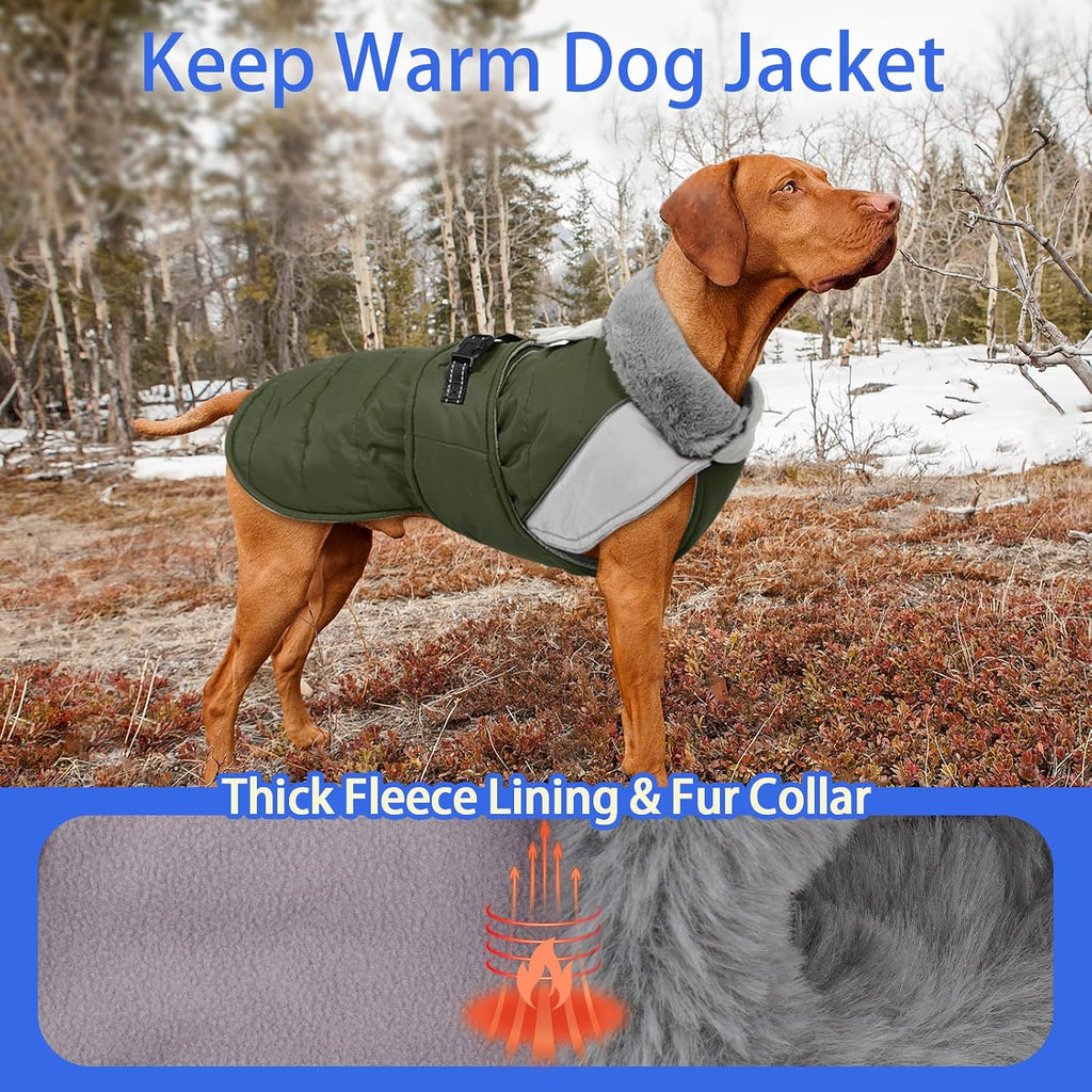 MIGOHI Cozy Small Dog Coat - Reflective Dog Coat for Small Dogs,Fleece Winter Coats Jacket for Dogs with Leash Hole,Snowproof Thick Puppy Clothes,Pomeranian,Chihuahua,XS,ArmyGreen