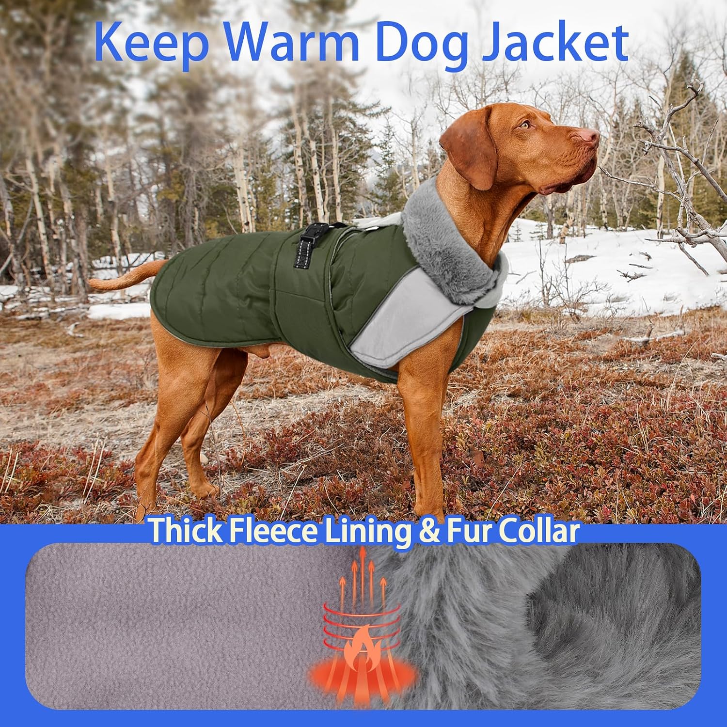 MIGOHI Cozy Small Dog Coat - Reflective Dog Coat for Small Dogs,Fleece Winter Coats Jacket for Dogs with Leash Hole,Snowproof Thick Puppy Clothes,Pomeranian,Chihuahua,XS,ArmyGreen