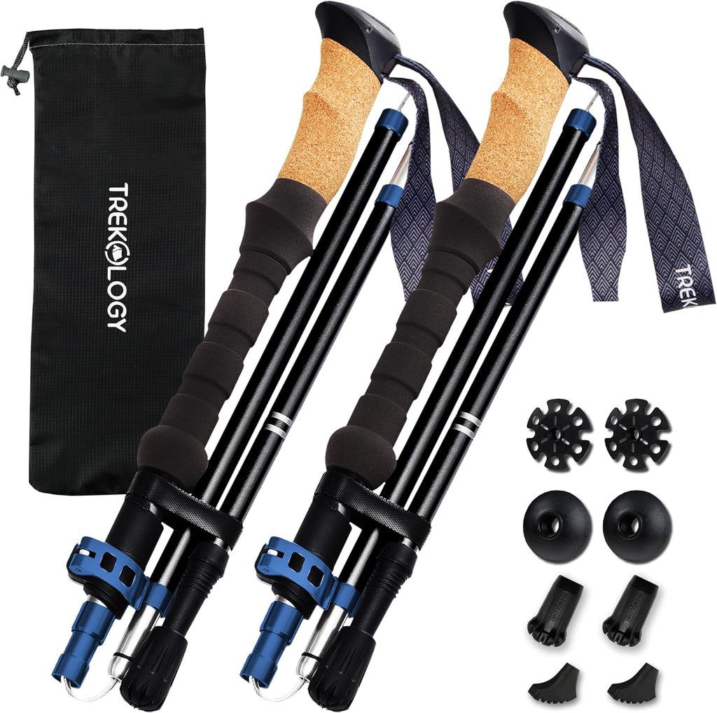 Trekology Trek-Z Cork Grip Collapsible Lightweight Hiking Trekking Poles