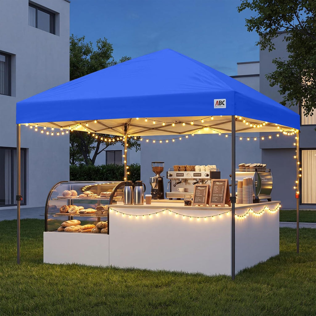 ABCCANOPY 10x10 Pop Up Canopy Tent, Easy Setup Instant Canopy with Wheeled Bag, Heavy Duty Outdoor Canopy for Beach, Market, Backyard, UV Protection, Outdoor Weather Protection (Royal Blue, 10x10)