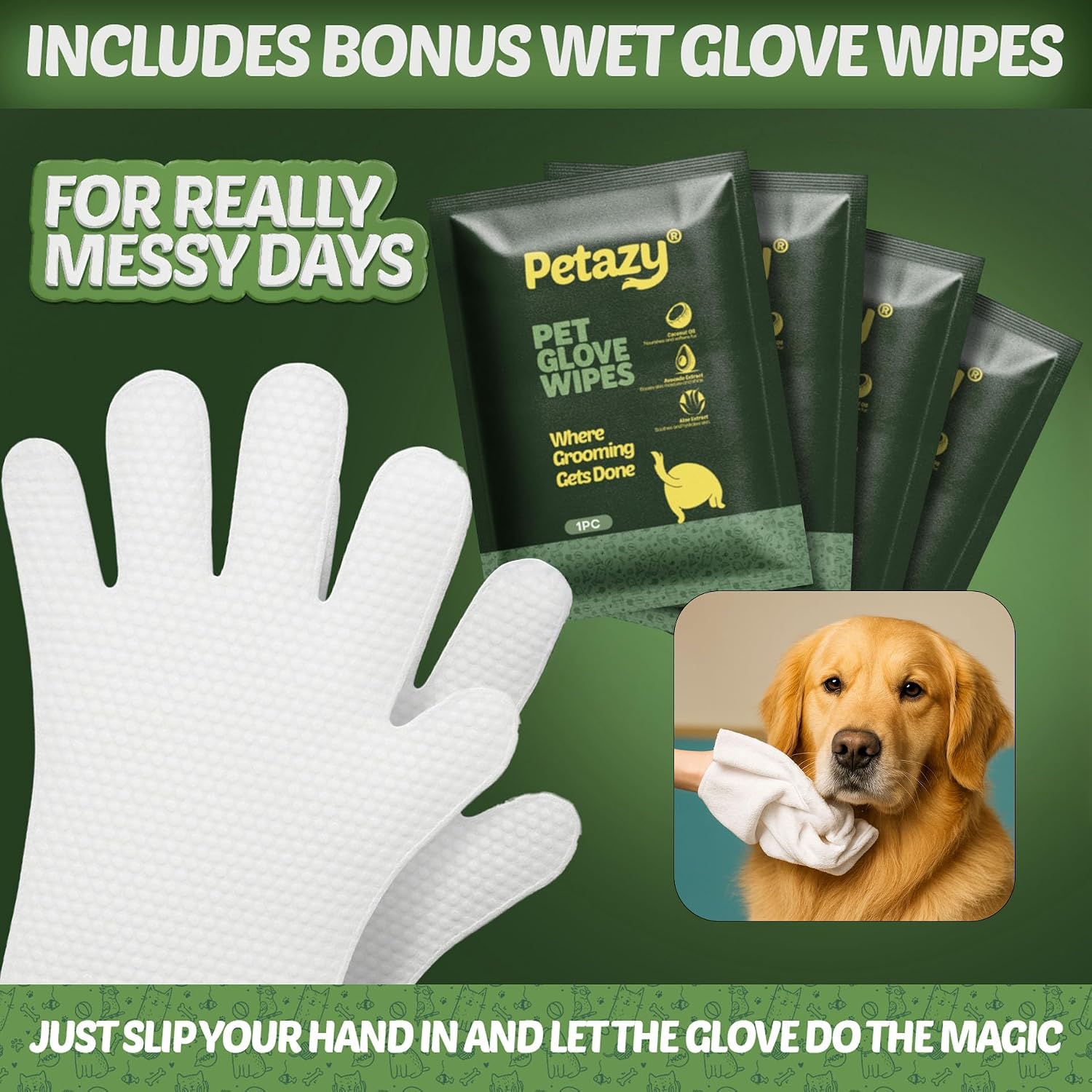Petazy Pet Wipes for Dogs & Cats - Paws, Ears & Butt Cleaning, 400 Count
