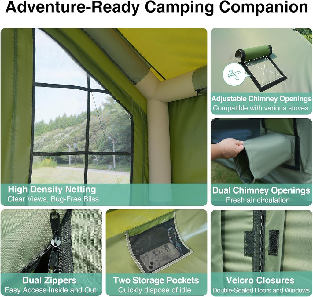 KNUO Large Inflatable Camping Tent with Rain Cover