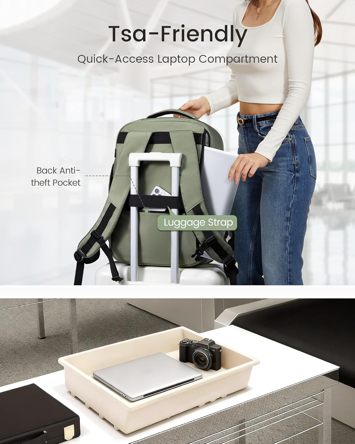 LOVEVOOK 40L Travel Backpack for Women Men, Airline Approved Carry On Luggage with 3 Cubes Accessories, TSA Personal Item Travel Cruise Essentials, Waterproof Weekender Overnight Bags fits 17" Laptop