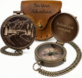 Engraved Brass Pocket Compass Gifts for Men – Vintage Antique Compass