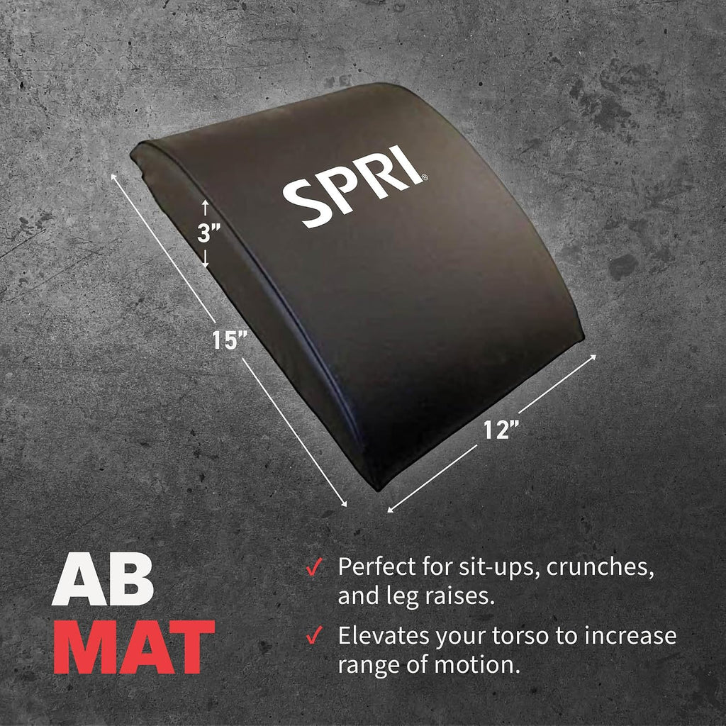 SPRI Ab Mat - Workout Mat Accessory for Abdominal Exercises, Sit-Ups, Crunches, Push-Ups, Core Training, and More - Portable Padded Shaped Mat with Curved Back Support for Toning Abs