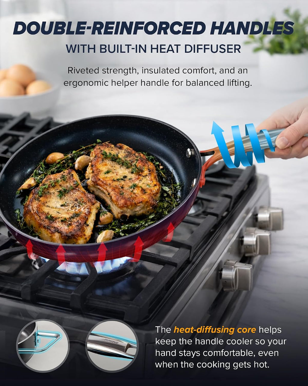 Nuwave Essential Series 5PC Ceramic Cookware Set PFAS-Free, Dishwasher Safe
