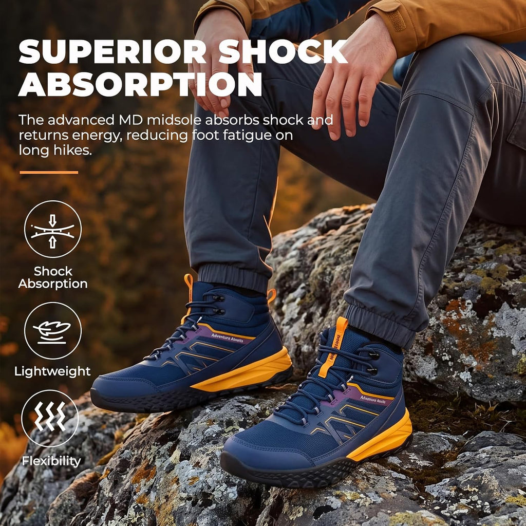 Men's Waterproof Hiking Boots - Trekking Shoes for Men, Outdoor Camping Mountaineering Backpacking Boots, All Terrain Hiking Trail Shoes