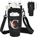 Initial Water Bottle Holder with Strap for Stanley Cup Accessories 40 oz/Simple Modern Tumbler, Birthdays for Women Girls, Water Bottle Carrier Bag with Phone Pocket,Hiking Walking Gym Camping