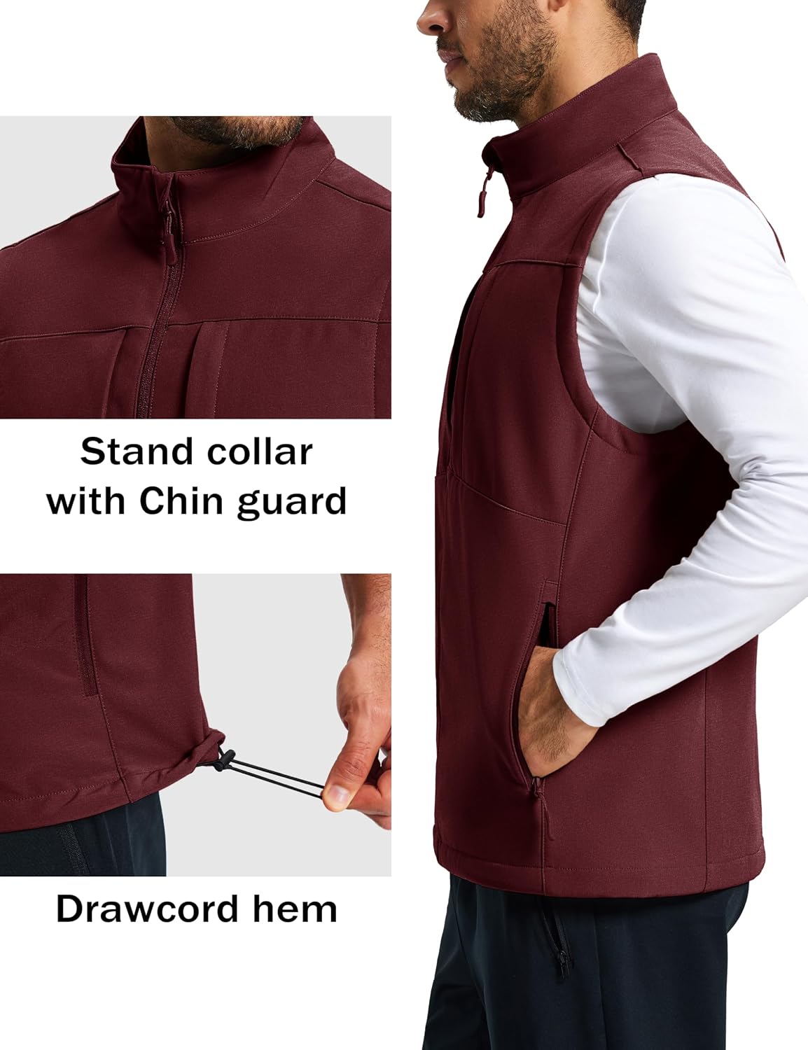 MAGCOMSEN Men's Lightweight Softshell Vest Outerwear Fleece Golf Running
