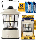 LUXPRO Retro Outdoor Lantern, Battery Lamp Camping Lantern, Beige, 2 Pack