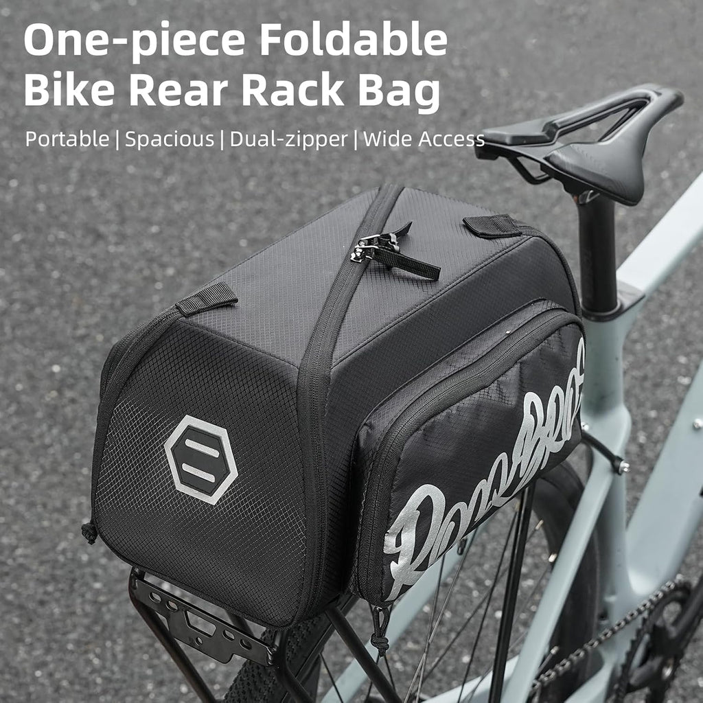 ROCKBROS One-Piece Folding Bike Rear Rack Bag 12L/15L with Strap