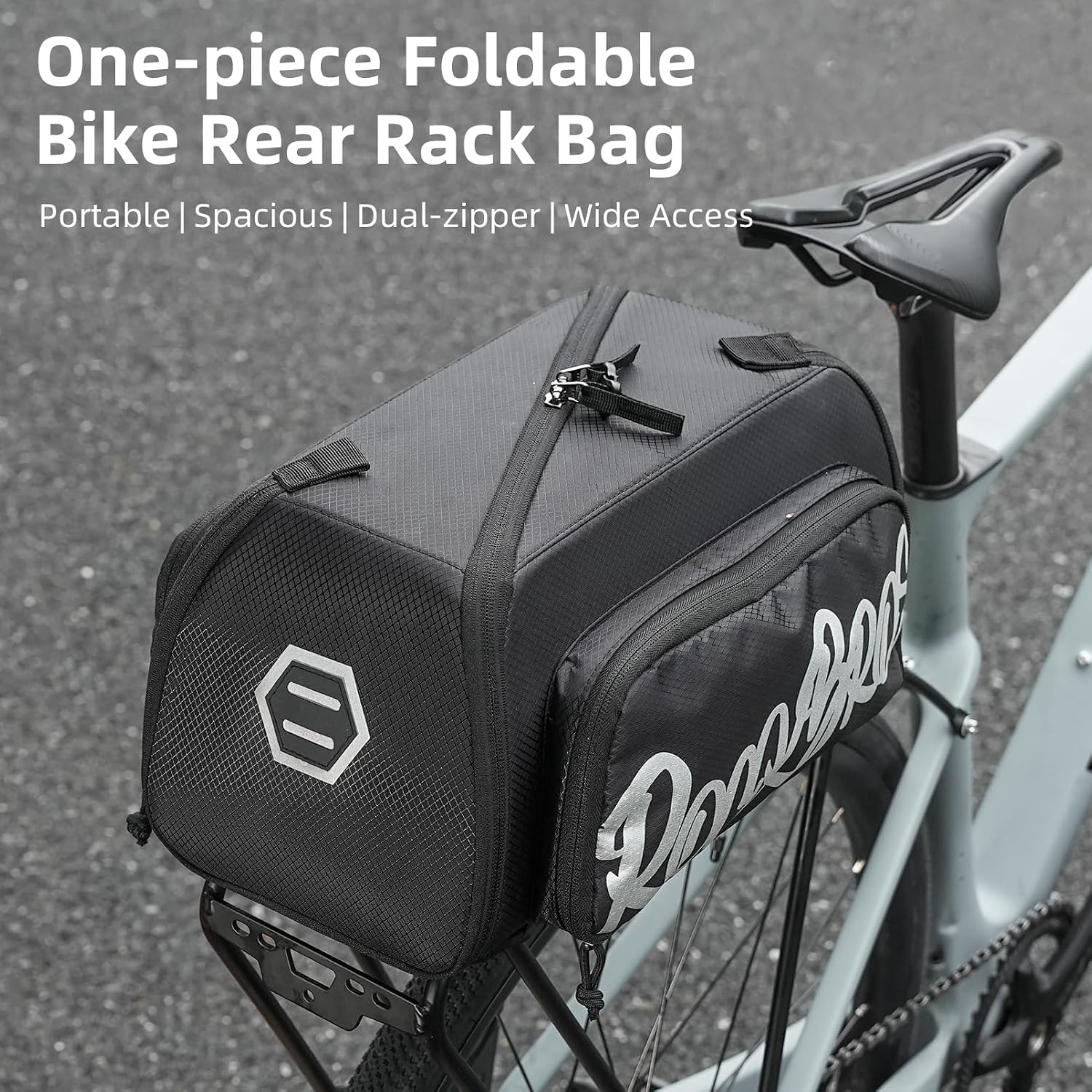 ROCKBROS One-Piece Folding Bike Rear Rack Bag 12L/15L with Strap