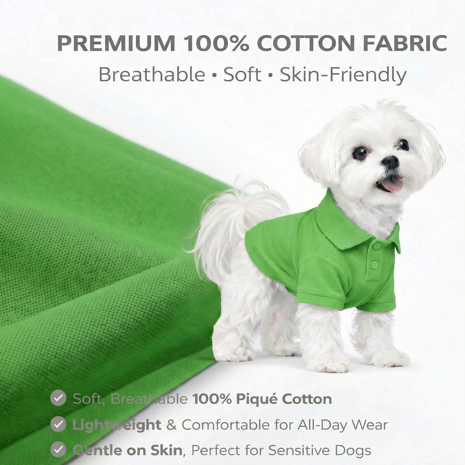 lovelonglong Basic Dog Polo Shirts Premium Cotton, Polo T-Shirts for Large Medium Small Dogs with a Two-Button Collar Blank Color Green XL