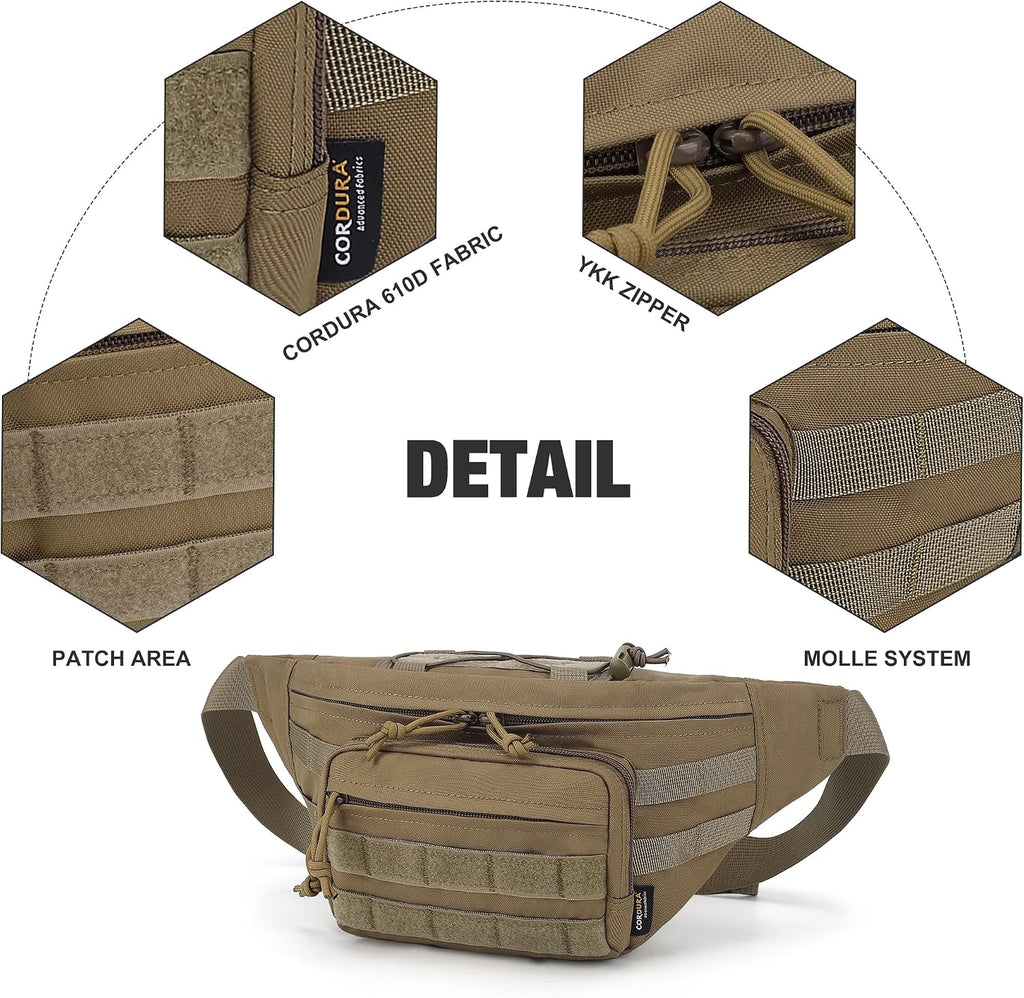 Mardingtop Tactical Fanny Pack for Men, Military Crossbody Waist Bag Utility Hip Belt Bumbag for Outdoor Travel,Hiking,Running,Walking,Fishing,EDC