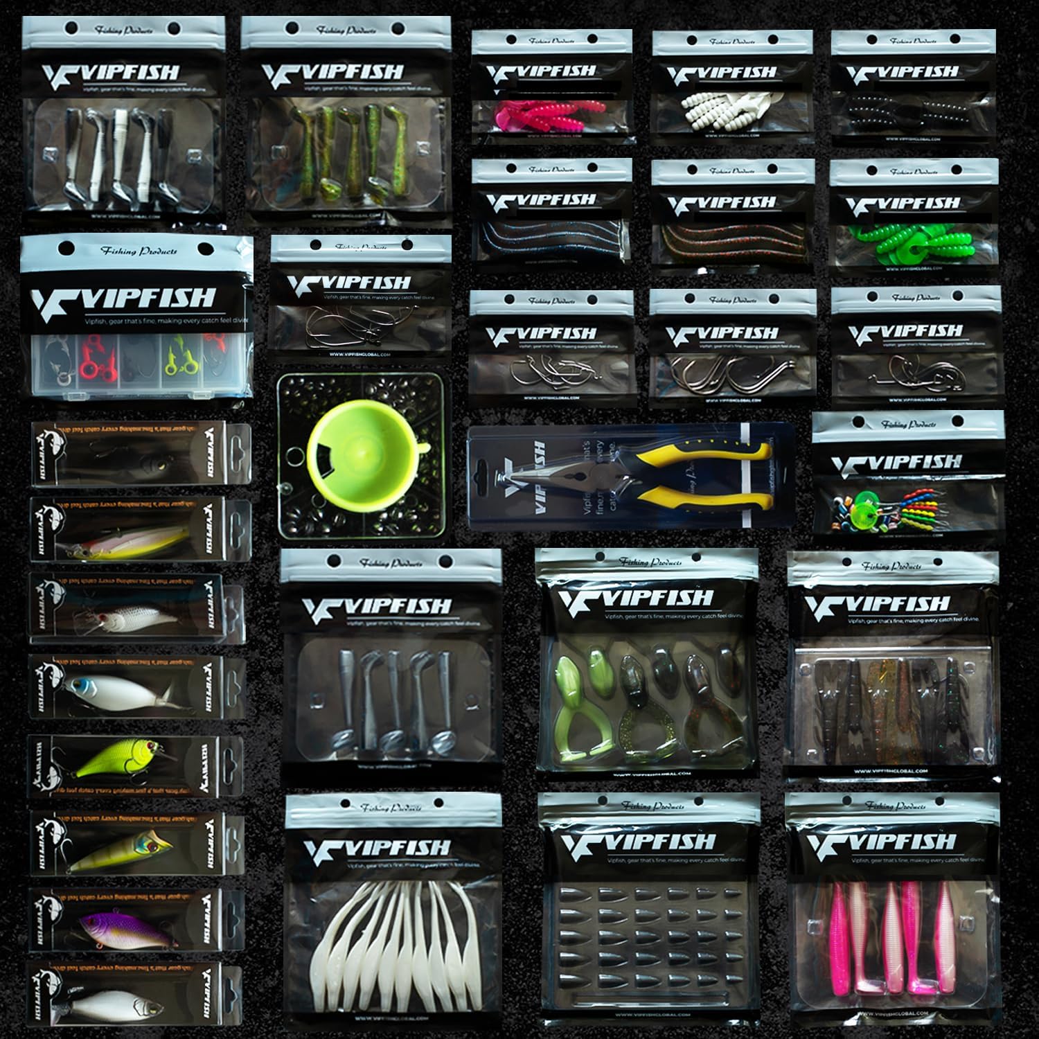Fishing Tackle Box with Tackle Included Lures, 3-Layer Tackle Kit