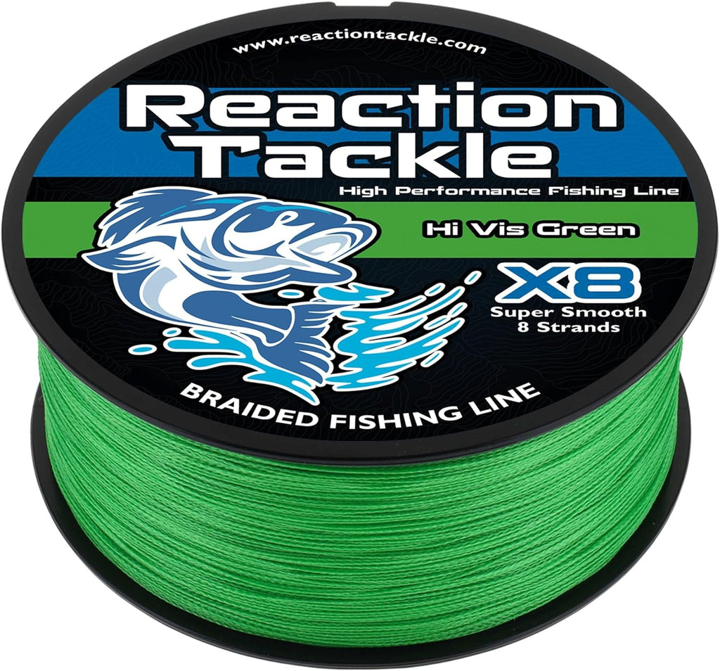 Reaction Tackle Braided Fishing Line - Pro Grade Power Performance for Saltwater or Freshwater Fish - Colored Fishing Line Braid for Extra Visibility