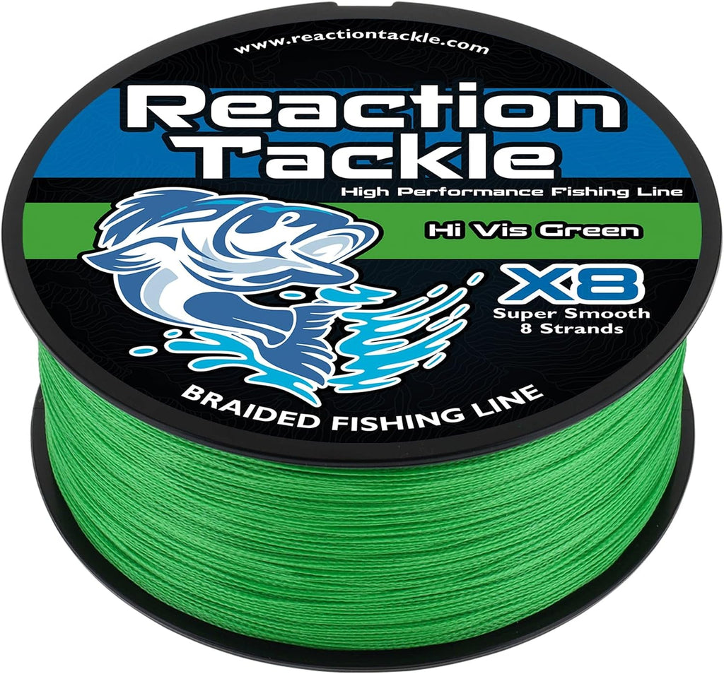 Reaction Tackle Braided Fishing Line - Pro Grade Power Performance for Saltwater or Freshwater Fish - Colored Fishing Line Braid for Extra Visibility