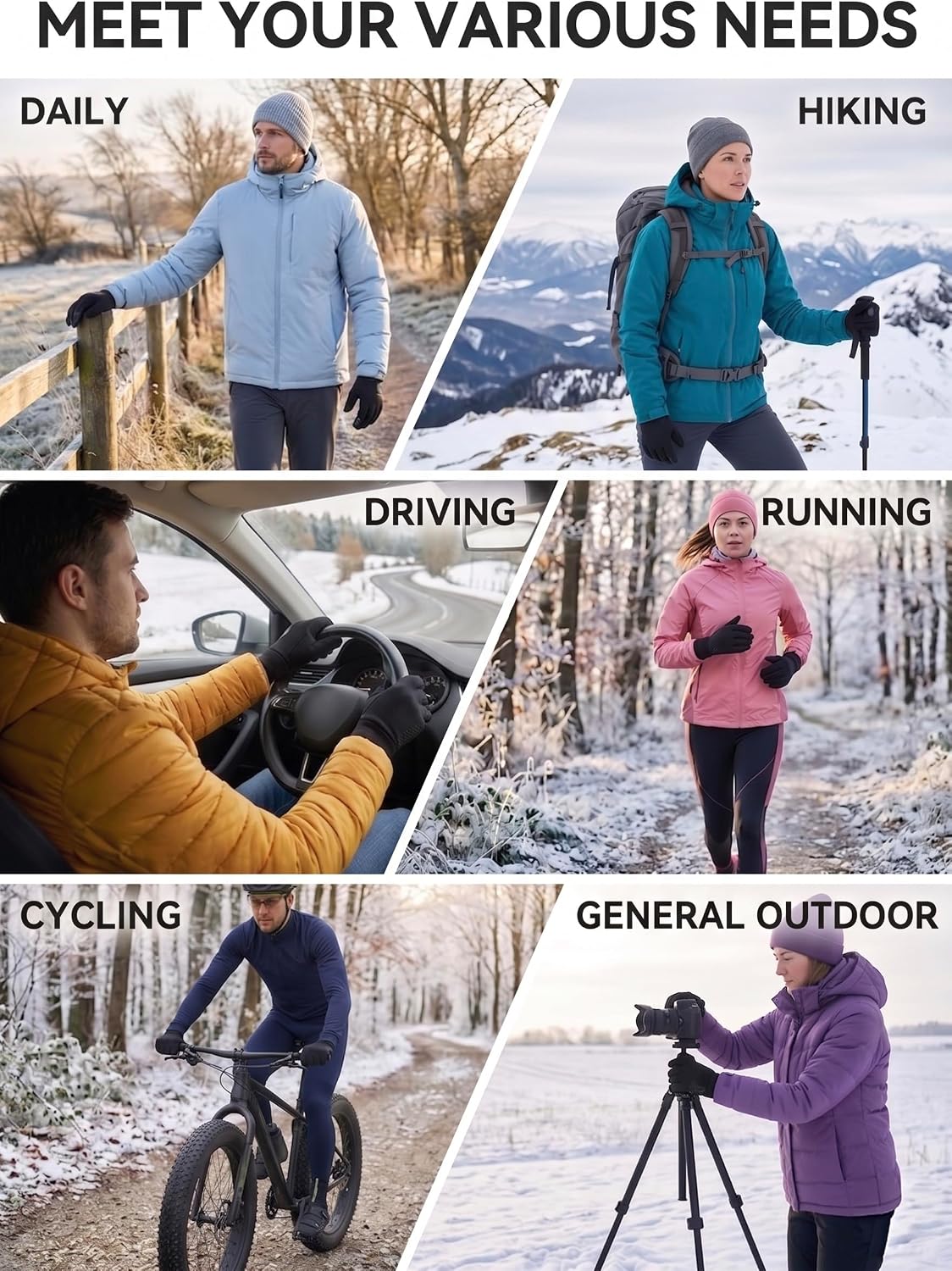 Winter Gloves Men Women: Soft Thermal Touch Screen Running Gloves