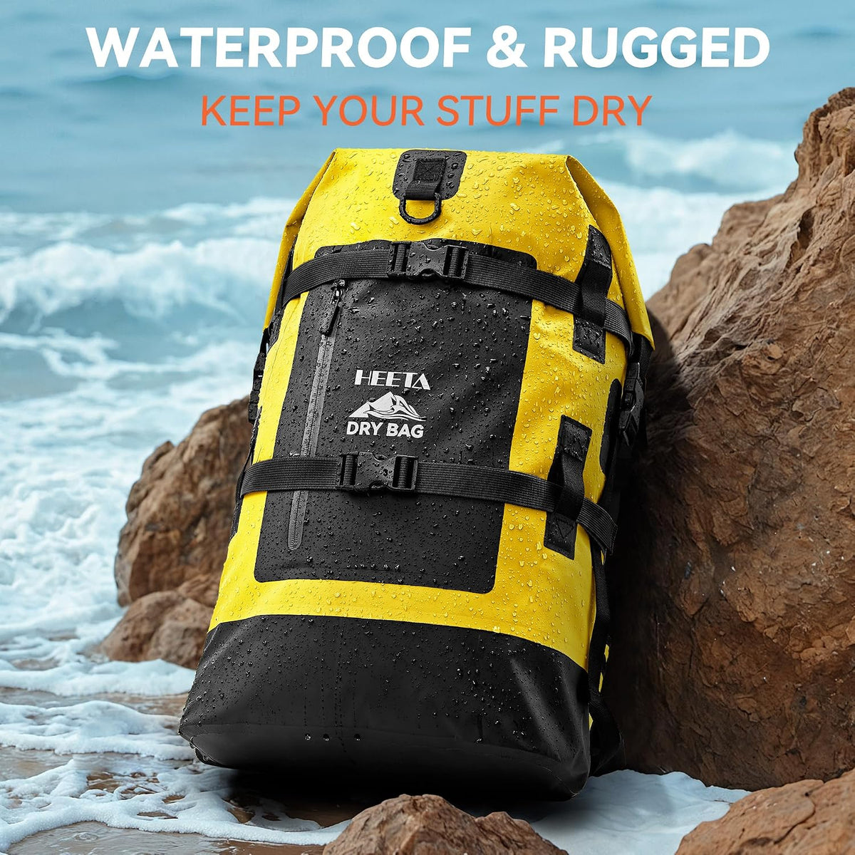 HEETA Dry Bags Waterproof Backpack 40L for Men & Women, Roll Top Heavy Duty