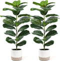 Der Rose 2 Pack 30" Fake Plants, Fiddle Leaf Fig Trees with Woven Baskets