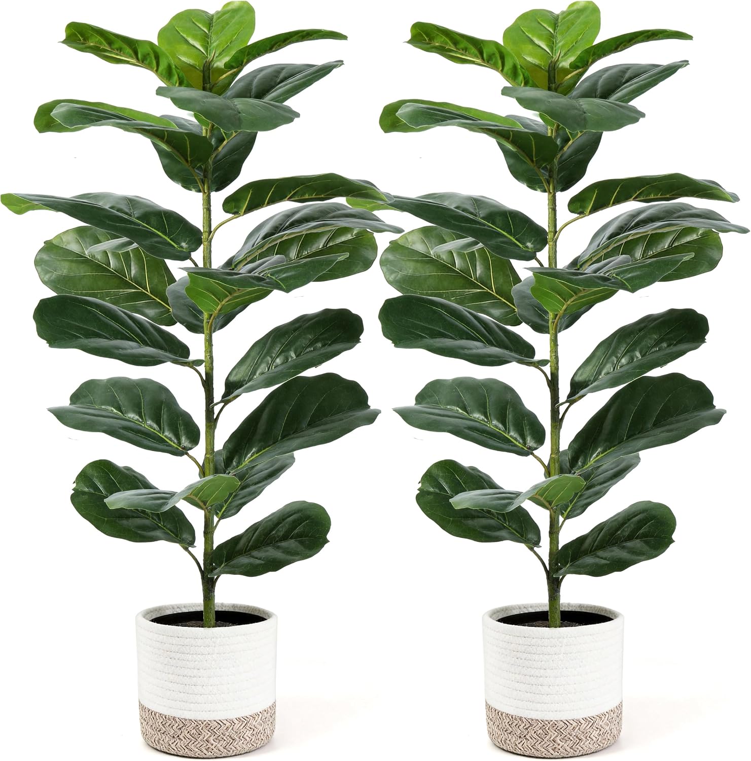 Der Rose 2 Pack 30" Fake Plants, Fiddle Leaf Fig Trees with Woven Baskets