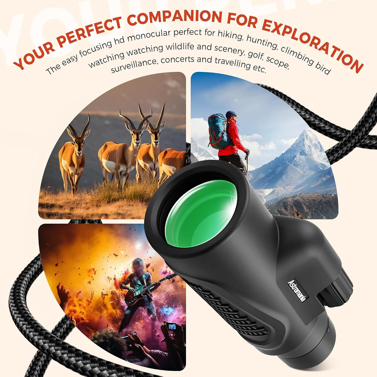 Astromania Monocular Telescope High Power 10x42 Compact Monoculars K9 Prism