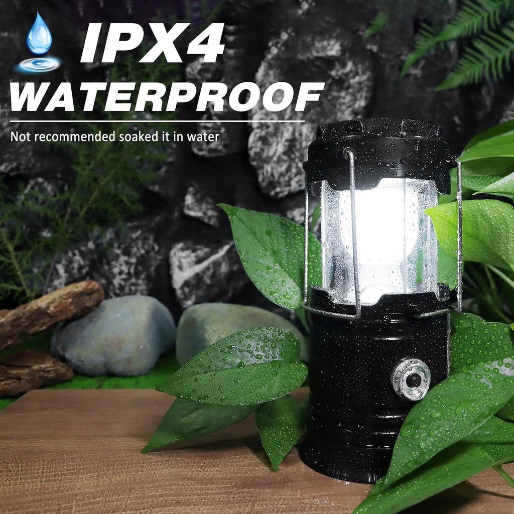 DIBMS 2-Pack Solar Camping Lantern, Collapsible Flashlight Emergency Lights
