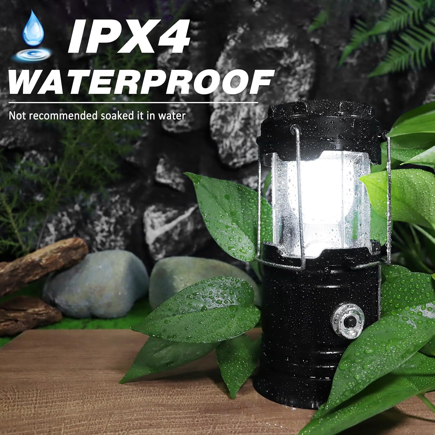 DIBMS 2-Pack Solar Camping Lantern, Collapsible Flashlight Emergency Lights
