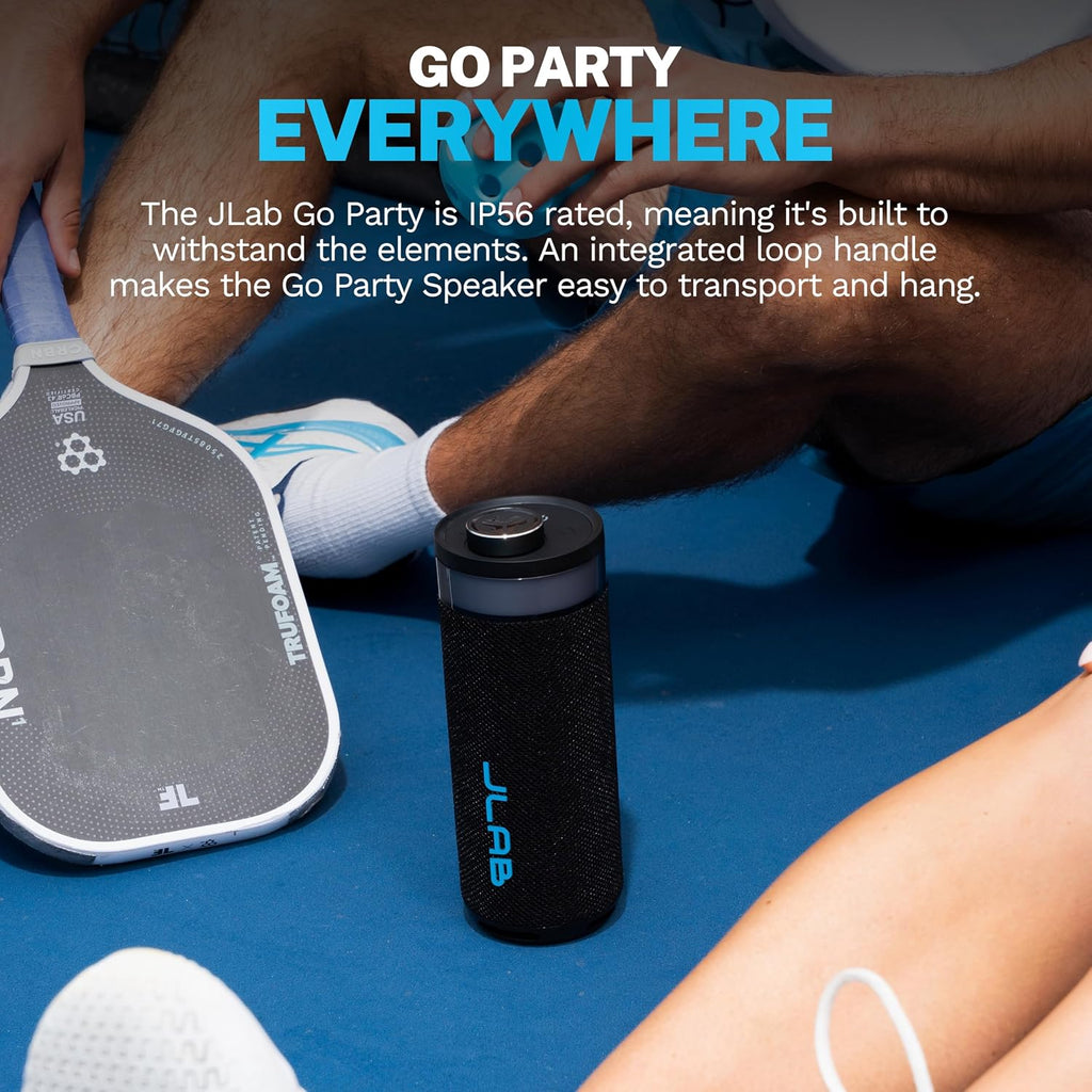 JLab, Go Party, Portable Bluetooth Speaker, Waterproof RGB LED, Midnight Black