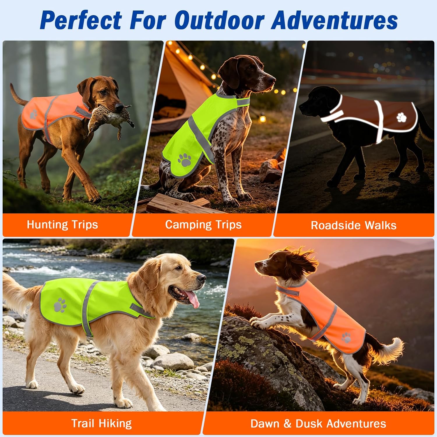 Mayerzon Yellow Dog Reflective Vest, High Visibility for Hunting