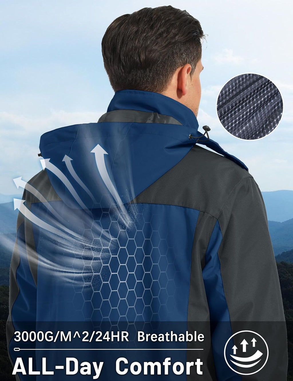 MAGCOMSEN Men's Rain Jacket Lightweight Windbreaker Fishing Raincoat