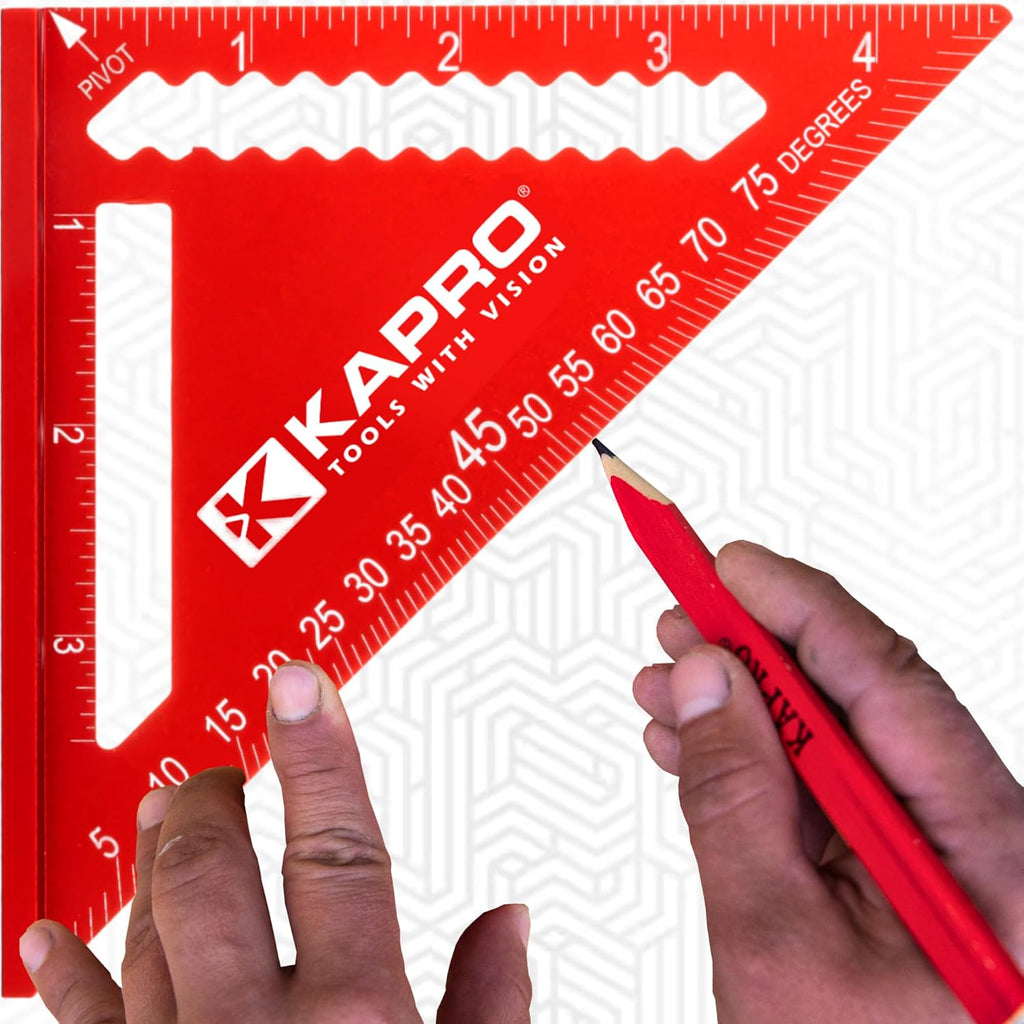 Kapro - 448 High Definition Anodized 4" Rafter Square - Resists Wear and Corrosion - Features Conversion Table and Protractor - Lightweight & Compact Profile - 4 Inch