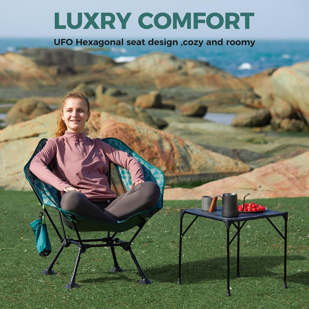 ATEPA UFO3.0 Lightweight Backpack Beach Chair, 330 lbs Heavy-Duty Aerospace Aluminum Foldable Chair with Hexagon Ergonomic Seat Anti-Sink Feet, Compact Portable Outdoor Gear for Beach Hiking
