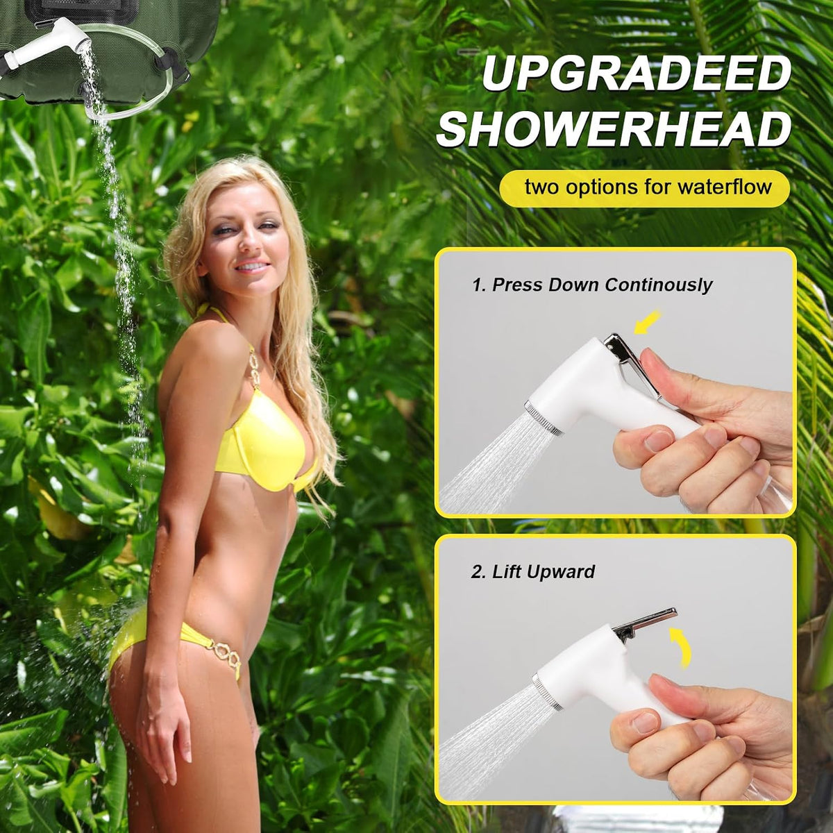 Portable Camping Shower Tent,Shower Tent Kit, Outdoor Pop Up Privacy Tent,Changing Tent with 5 Gallon Shower Bag-(Nozzle Upgraded)