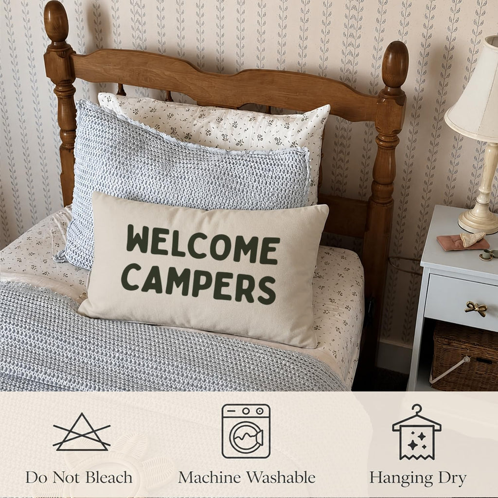 Welcome Campers 12x20 Pillow Cover Camping Decor，