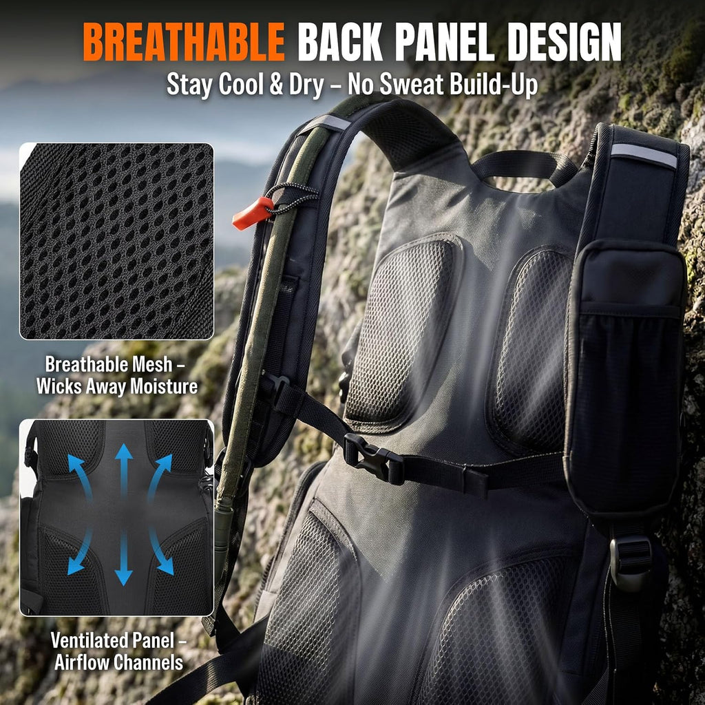 25L Hydration Hiking Backpack with Water Bladder, Detachable Phone Pouch