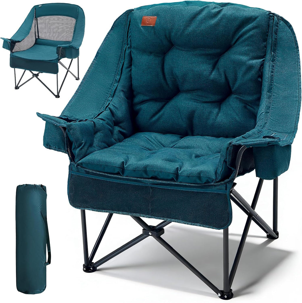EVER ADVANCED XL Camping Chair with Detachable Cushion Support Green