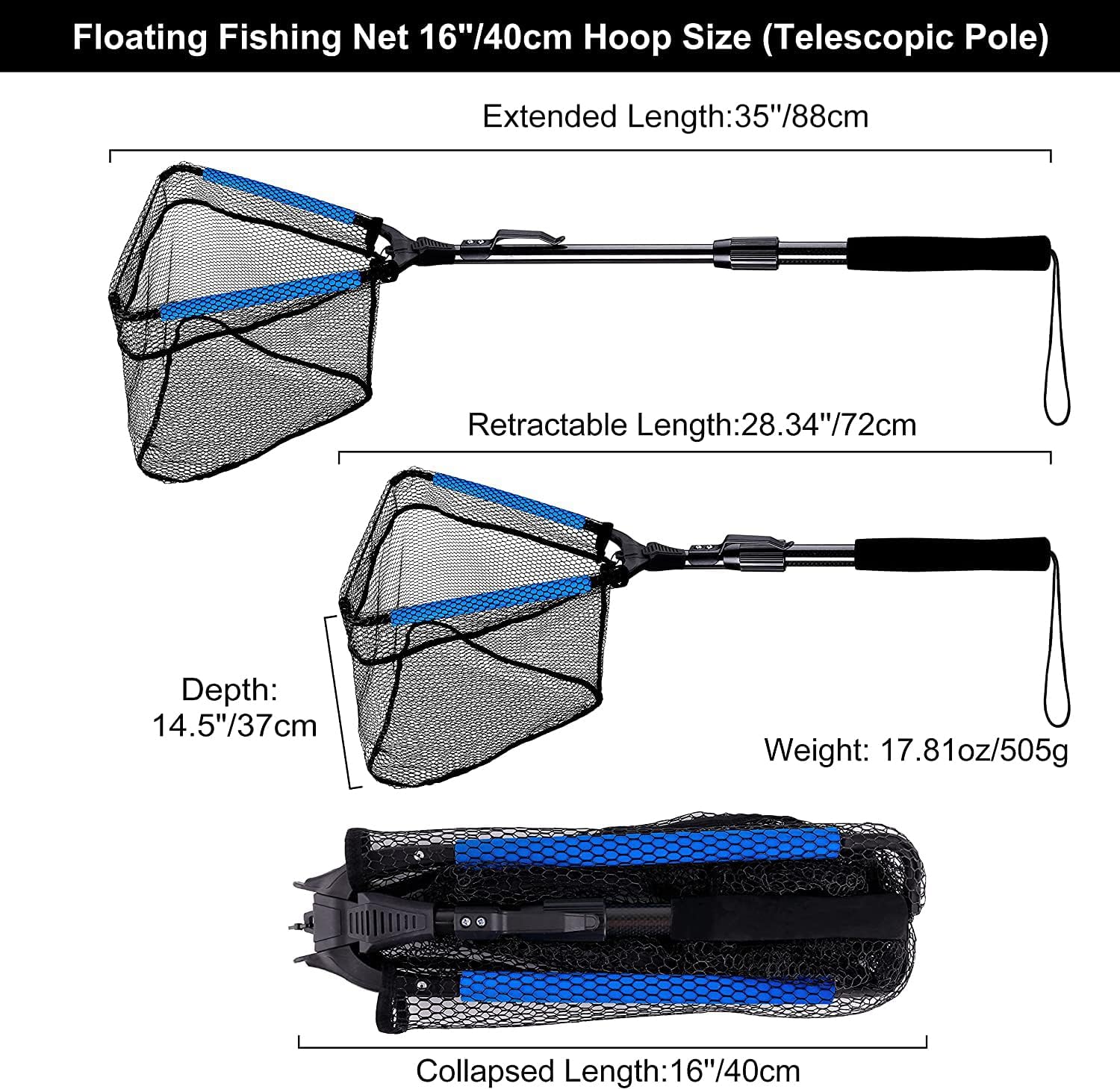 PLUSINNO Fishing Net Fish Floating Landing Net with Handle