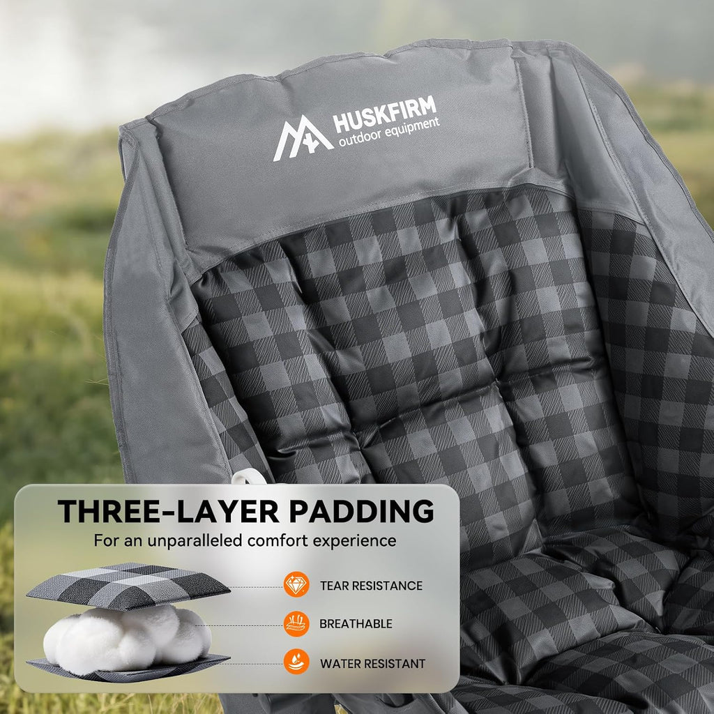 Huskfirm Oversized Camping Chairs 2 Pack Padded Camping Chair for Adults