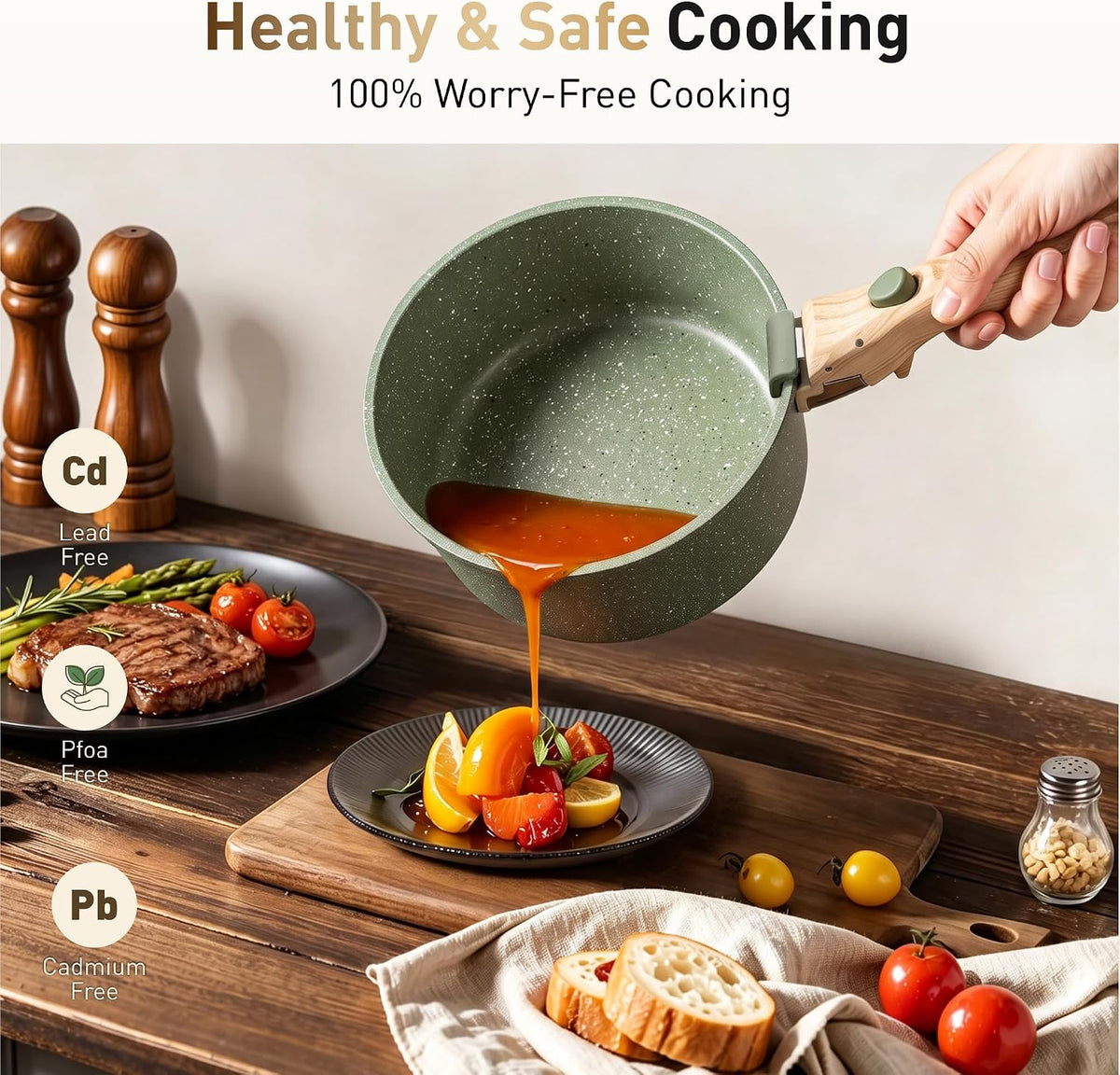 DishDelight Detachable Handle Camping Pots and Pans Set Non Stick