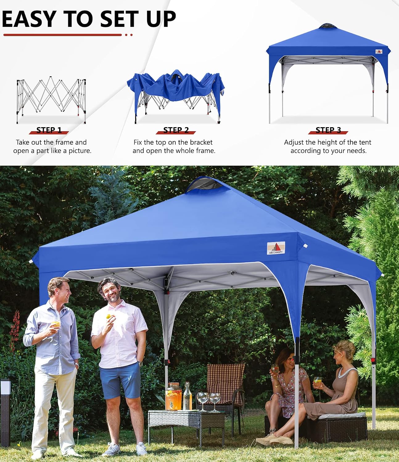 ABCCANOPY 10x10 Pop up Canopy Tent Instant Outdoor Shelter, Royal Blue