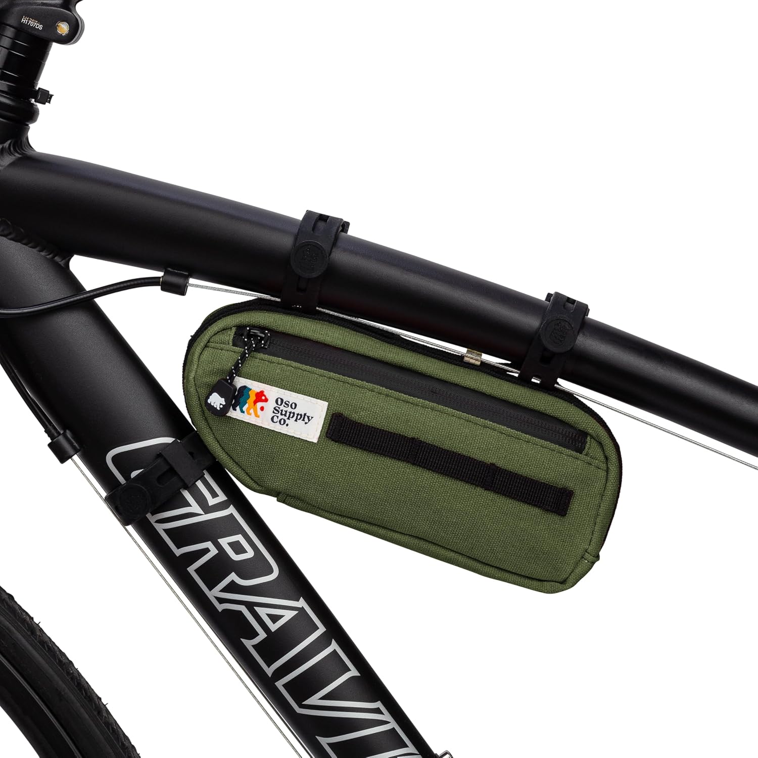 Oso Supply Co Waxed Canvas Frame Bag – Waterproof Zippers, Dual Storage Compartments, Adjustable Straps – Fits All Frame Sizes, Perfect for Cycling, Commuting, and Adventure Rides (Navy Blue)