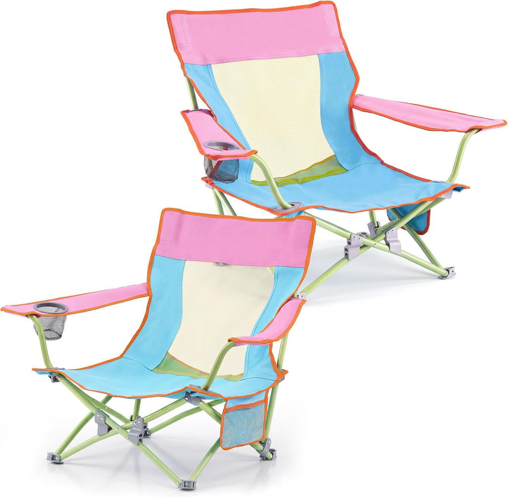 Joyfair Beach Camping Chair (2 Pack), Folding Chair for Adults (Black)