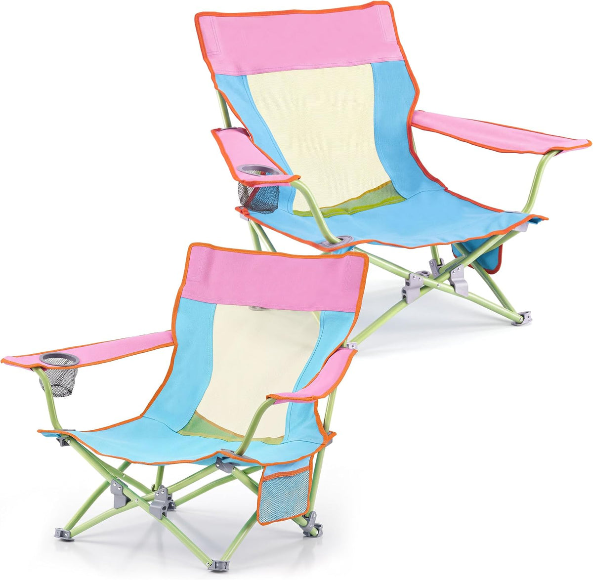 Joyfair Beach Camping Chair (2 Pack), Folding Chair for Adults (Black)
