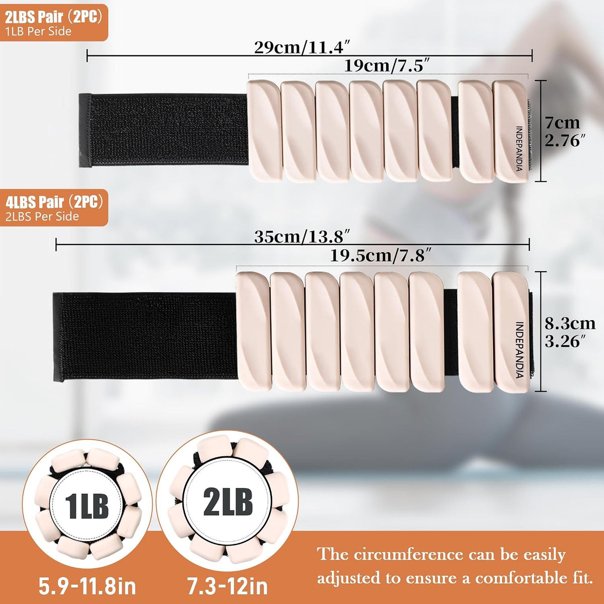 Ankle Wrist Weights for Women 2lbs/4lbs Pairs Adjustable Silicone Weights